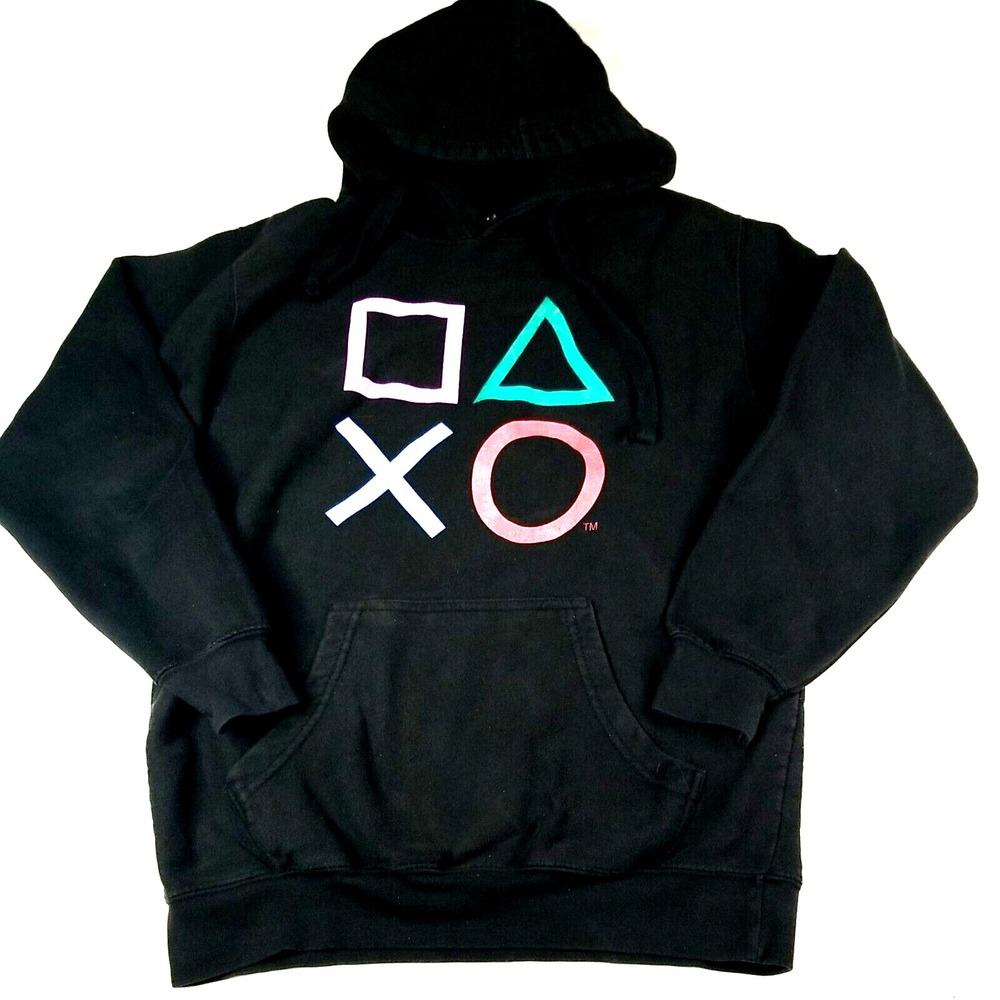 Playstation‎ PS Logo Hoodie Black Menâs Medium Video Games Gamer Apparel Used